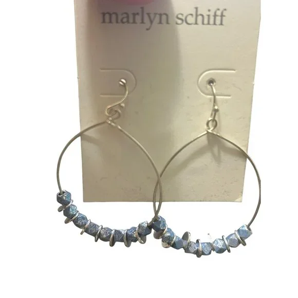 Marlyn Schiff Silver Periwinkle Hoop Earrings NEW - Picture 3 of 5